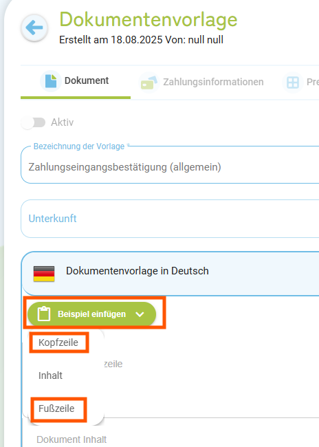 Dokumentenvorlage - Zahlungseingangsbestätigung (Allgemein)2