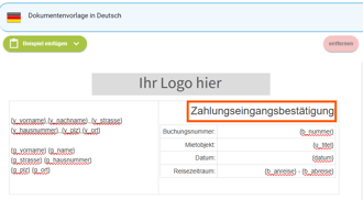 Dokumentenvorlage - Zahlungseingangsbestätigung (Allgemein)5