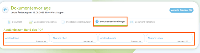 Dokumentenvorlagen - Dokumenteneinstellungen1