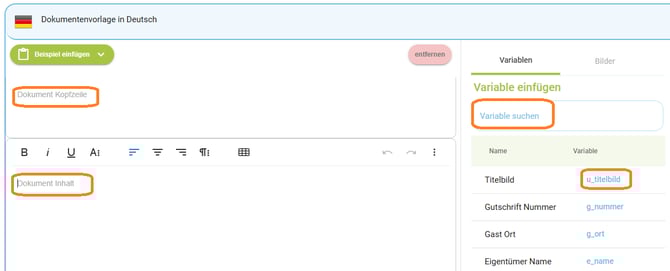 Variablen in einer E-Mailvorlage oder Dokumentenvorlage nutzen2