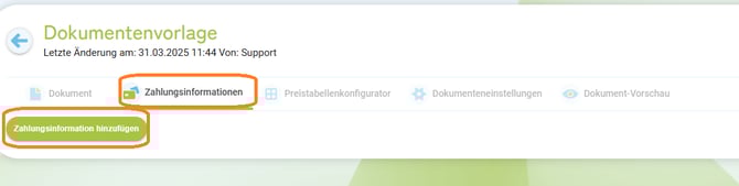 Zahlungsinformationen in Dokumenten1