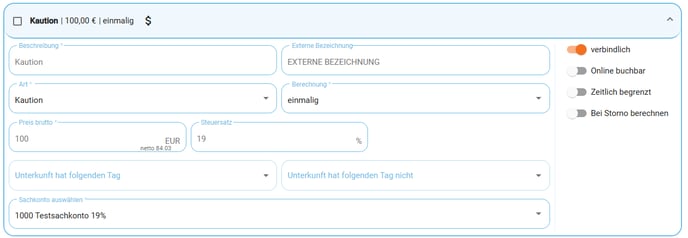 Zusatzkosten Kaution1