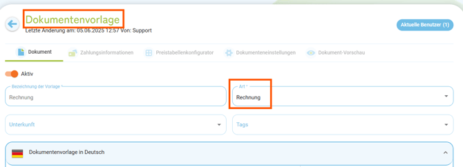 Wo finde ich meine Rechnungsvorlage in der Buchung1