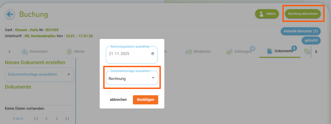 Wo finde ich meine Rechnungsvorlage in der Buchung2
