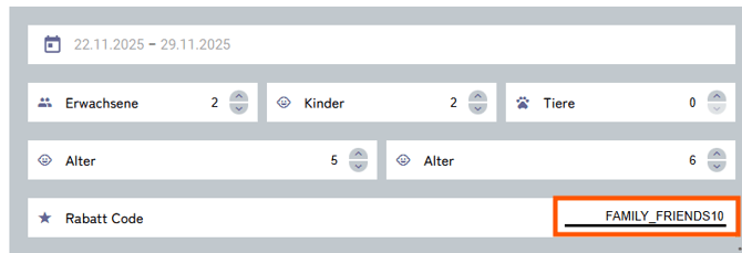 Wo kann der Gast einen Rabatt Code bei der Homepage-Buchung eingeben2