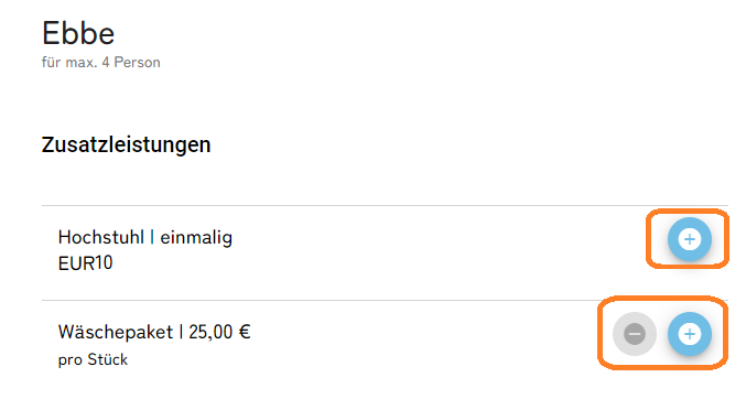 Ansicht Buchungs- Anfragemaske im Homepage-Modul3