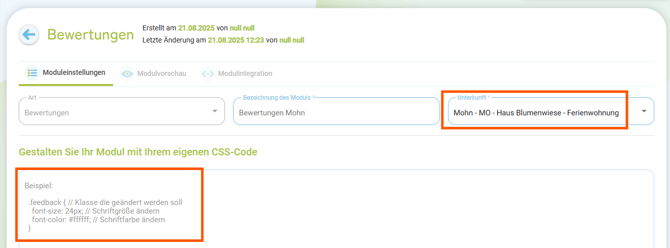 Homepage-Modul Bewertungen erstellen2