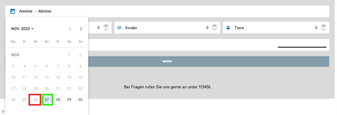 Homepage-Modul BuchungAnfrage - Vorausbuchungsfrist festlegen2