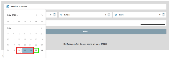 Homepage-Modul BuchungAnfrage - Vorausbuchungsfrist festlegen3