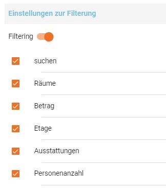 Homepage-Module Buchung Anfrage verfeinern mit Filtern1