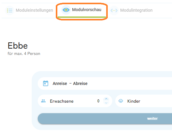 Homepage-Module Vorschau und Integration1