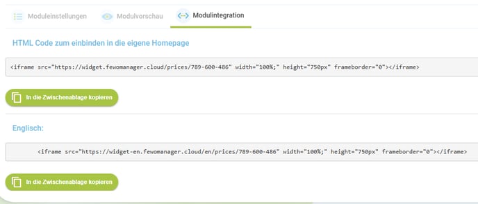 Homepage-Module Vorschau und Integration2