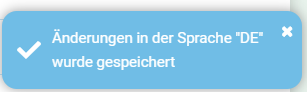 Änderungen in der Sprache DE wurde gespeichert