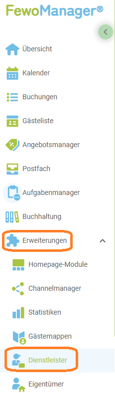Menü - Dienstleister