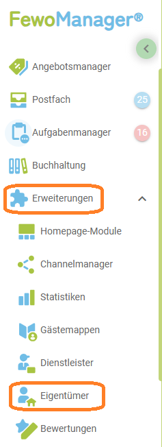 Menü - Eigentümer