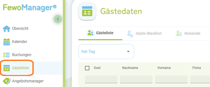 Menü - Gästeliste