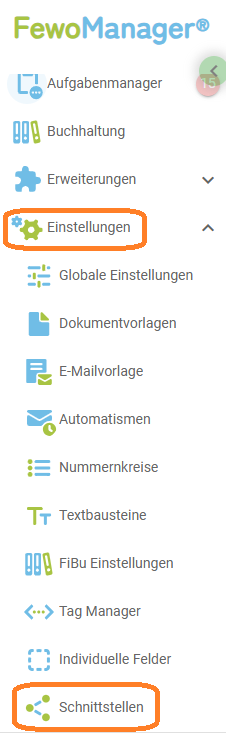 Menü - Schnittstellen