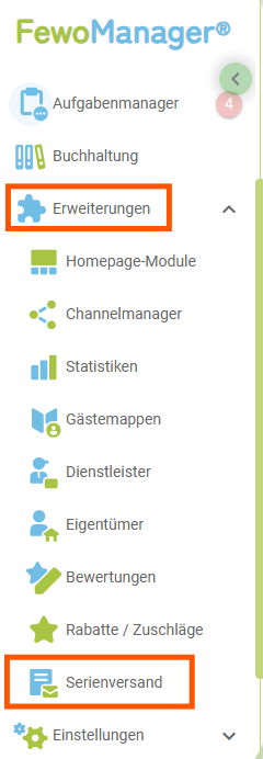 Menü - Serienversand