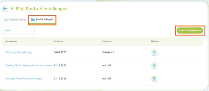 Postfach - Postfach-Regeln1