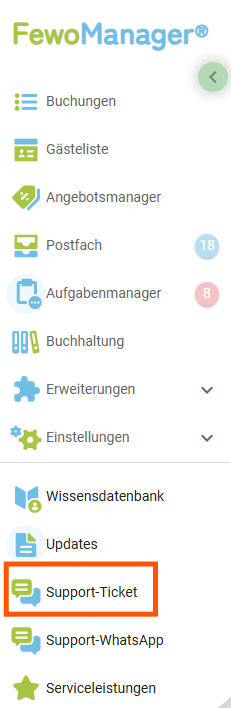 Menü - Support-Ticket