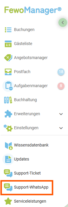 Menü - Support-WhatsApp