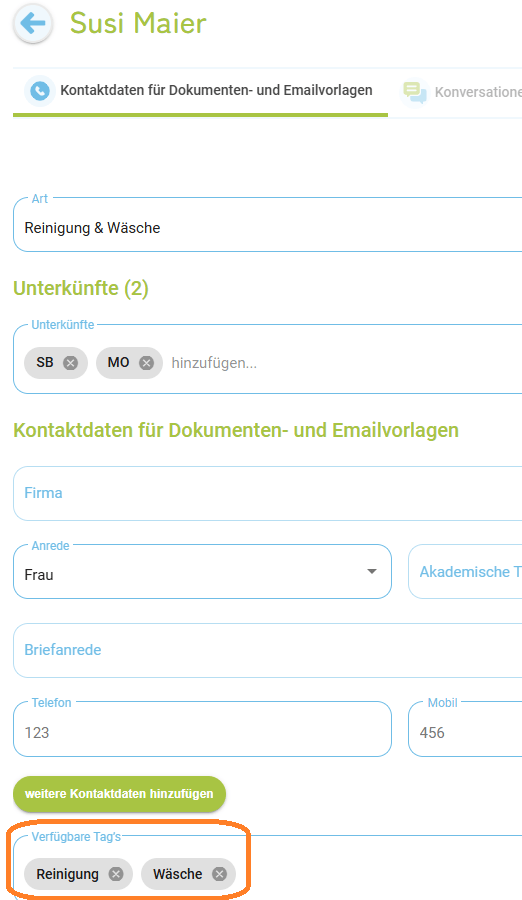 Tags für Dienstleister - Erstellung und Verwendung2