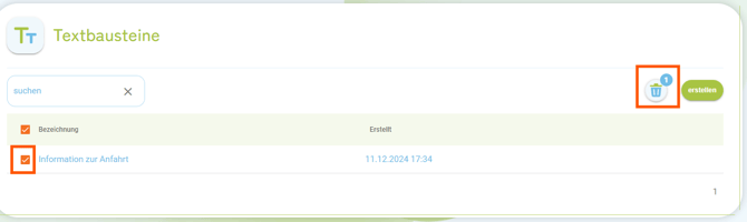 Textbaustein löschen