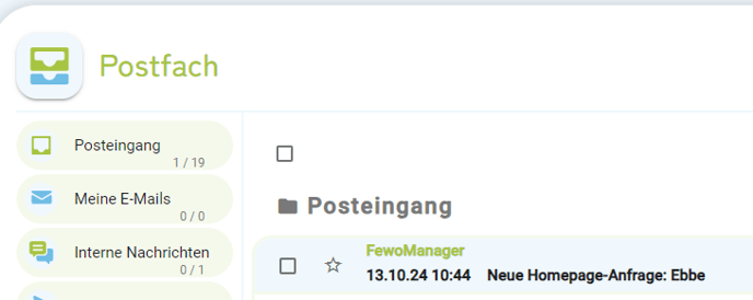 Anfrage über das Homepage-Modul bearbeiten1