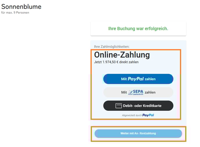 Buchung - Online-Zahlung bei Homepage-Buchung1