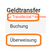 Buchung Geldtransfer zu einer Überweisung2