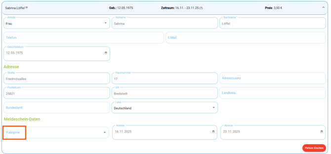 Buchung Meldeschein erstellen2