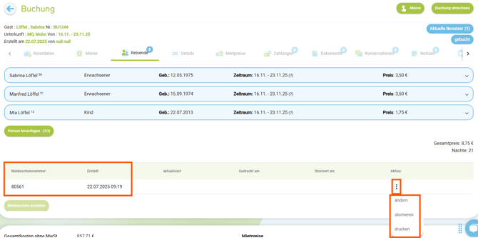 Buchung Meldeschein erstellen4