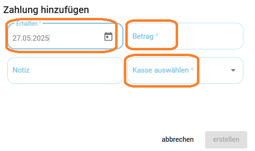 Buchung Zahlung erfassen2