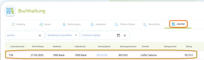 Buchung Zahlung erfassen4