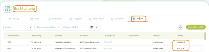 Buchung Zahlung rückgängig machen4