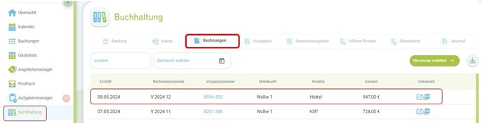 Buchung abrechnen Rechnung erstellen6