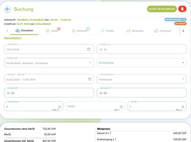 Buchung erstellen 4