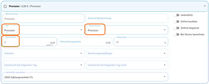 Buchung mit Provision verarbeiten2