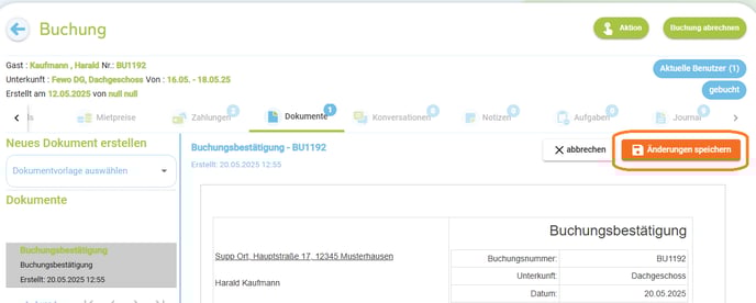 Buchung-Reservierung-Angebot - Dokument nach Erstellung bearbeiten 2