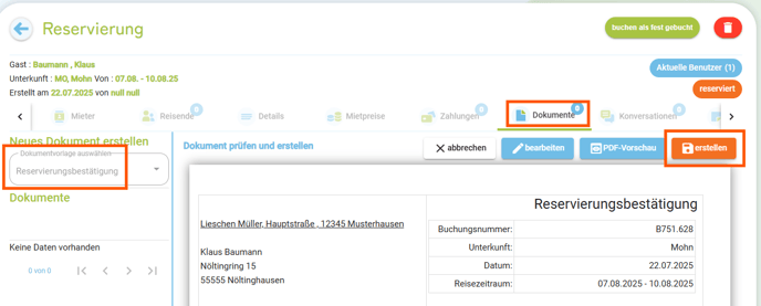 Reservierung Bestätigung versenden2