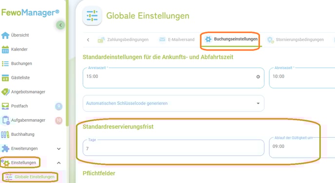 Reservierungsfrist festlegen1