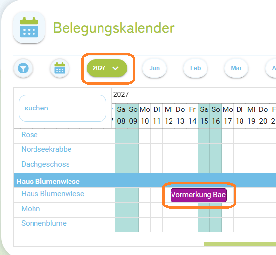 Vormerkungen Vorreservierungen erstellen - Saison hat noch keine Preise4