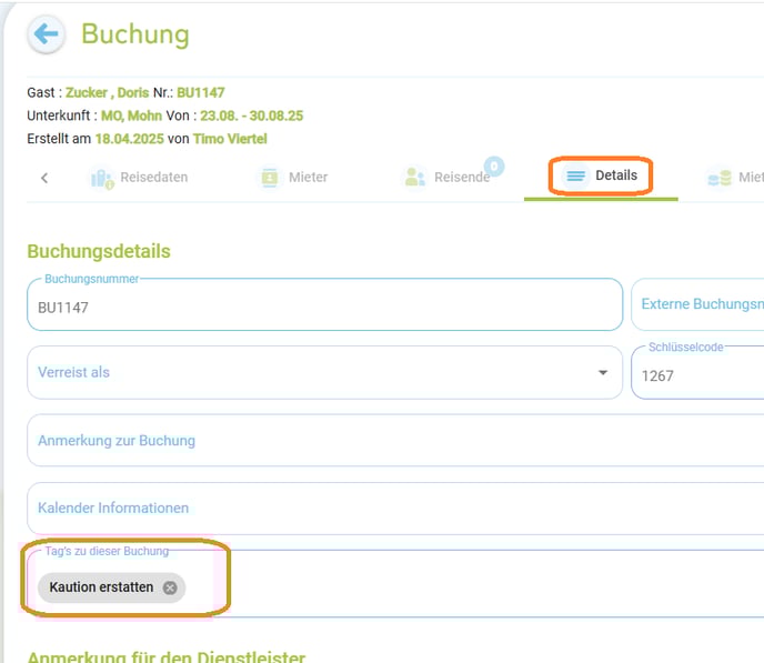 Workflow - Kaution erstatten7