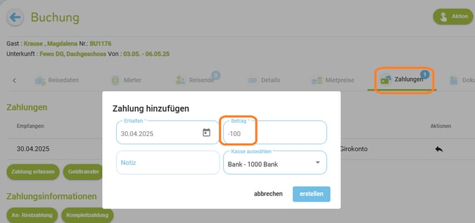 Workflow - Kaution erstatten8