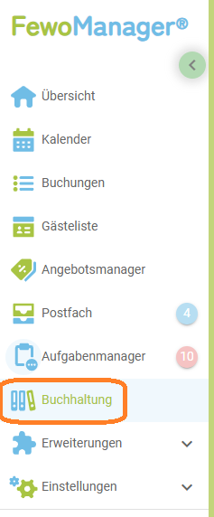 Menü - Buchhaltung