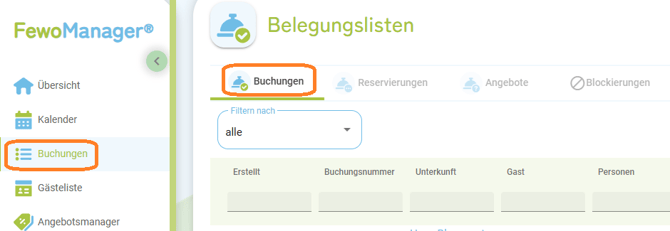 Menü - Buchungen (2)