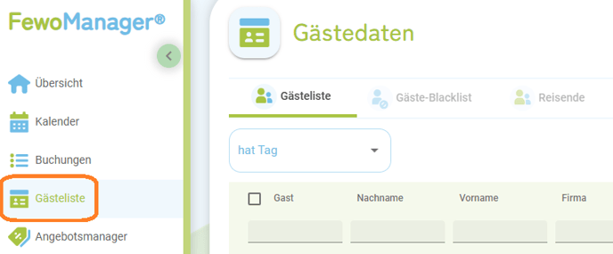 Menü - Gästeliste