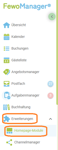 Menü - Homepage-Module