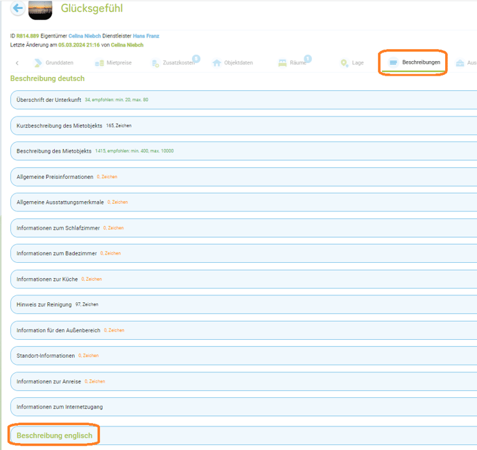 Unterkunft - Beschreibungstext auf englisch1