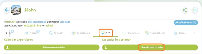 Unterkunft - iCal Import erstellen1